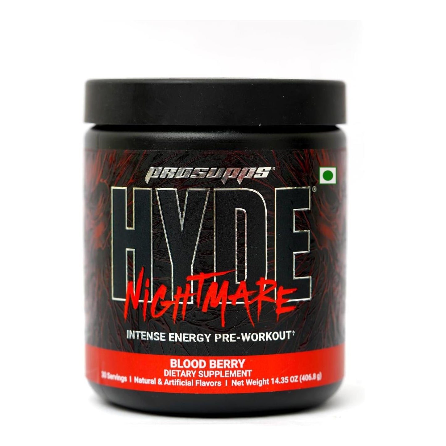 PROSUPPS Hyde Nightmare Pre-Workout - Intense Energy & Focus (30 Servings, Blood Berry)