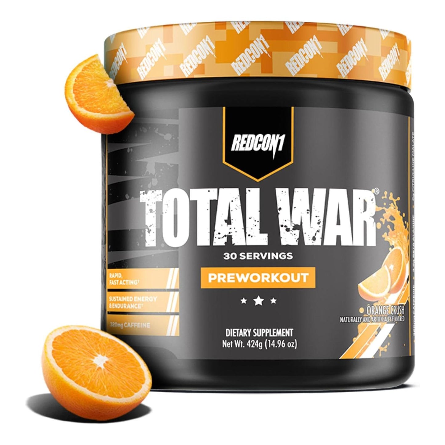 REDCON1 Total War Preworkout - 320mg Caffeine, Aminos for Energy & Pump (Orange Crush, 30 Servings)