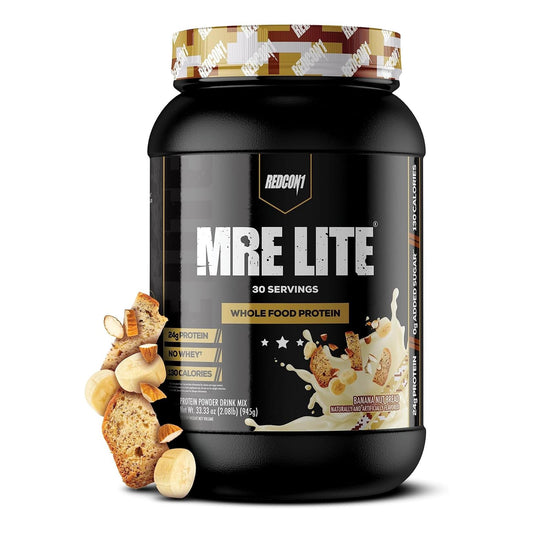 REDCON1 MRE Lite Banana Nut Bread Protein Powder - Low Carb, Whey-Free (30 Servings)