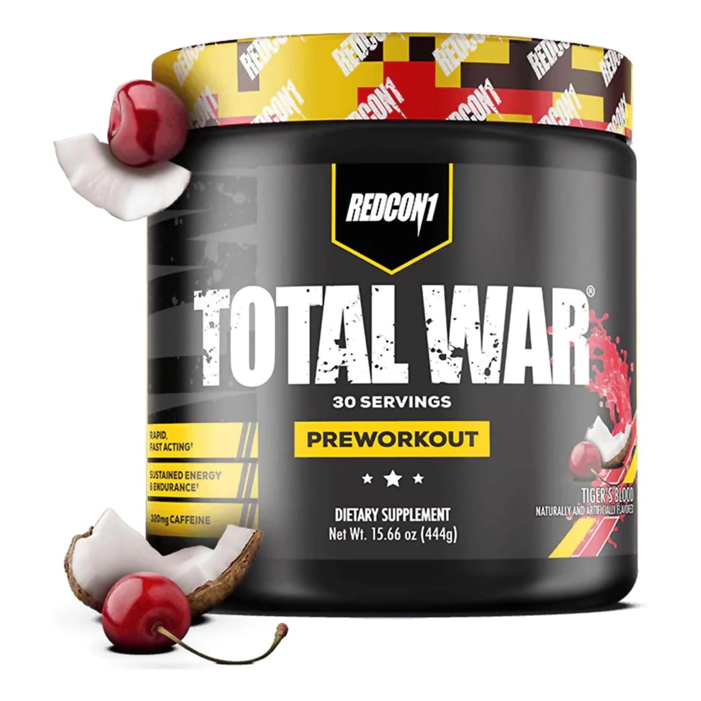 REDCON1 Total War Pre Workout - Pump Boosting, Tiger's Blood (30 Servings)