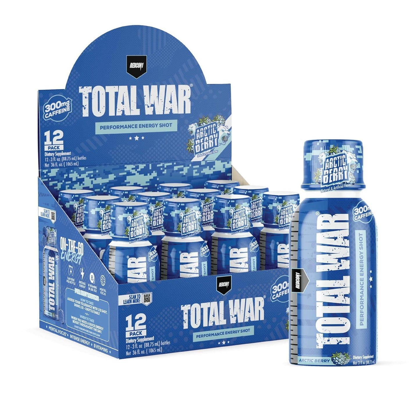 REDCON1 Total War Pre Workout Energy Shots - Arctic Berry (12 Pack)