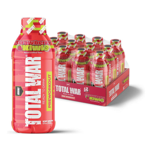 REDCON1 Total War Preworkout RTD, Strawberry Kiwi, 350mg Caffeine (12 Servings)