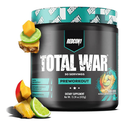 REDCON1 Total War Pre Workout, Baja Bomb - 320mg Caffeine, Keto (30 Servings)