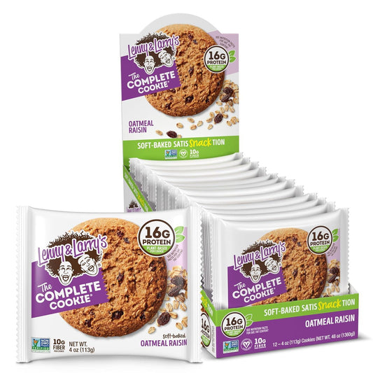 Lenny & Larry's Oatmeal Raisin Complete Cookie, Vegan, 16g Protein (12 Pack)