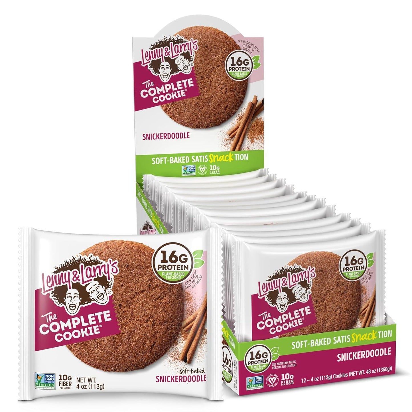 Lenny & Larry's Snickerdoodle Complete Cookie, Vegan, 16g Protein (12 Pack)