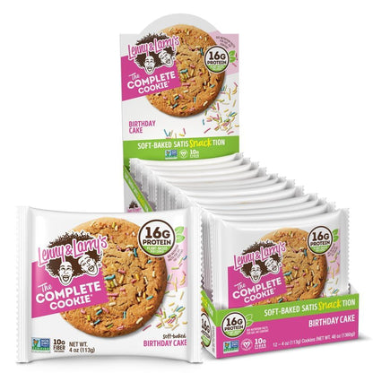 Lenny & Larry's Birthday Cake Complete Cookie, Vegan, 16g Protein (12 Pack)