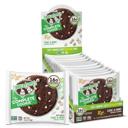 Lenny & Larry's Choc-O-Mint Complete Cookie, Vegan, 16g Protein (12 Pack)