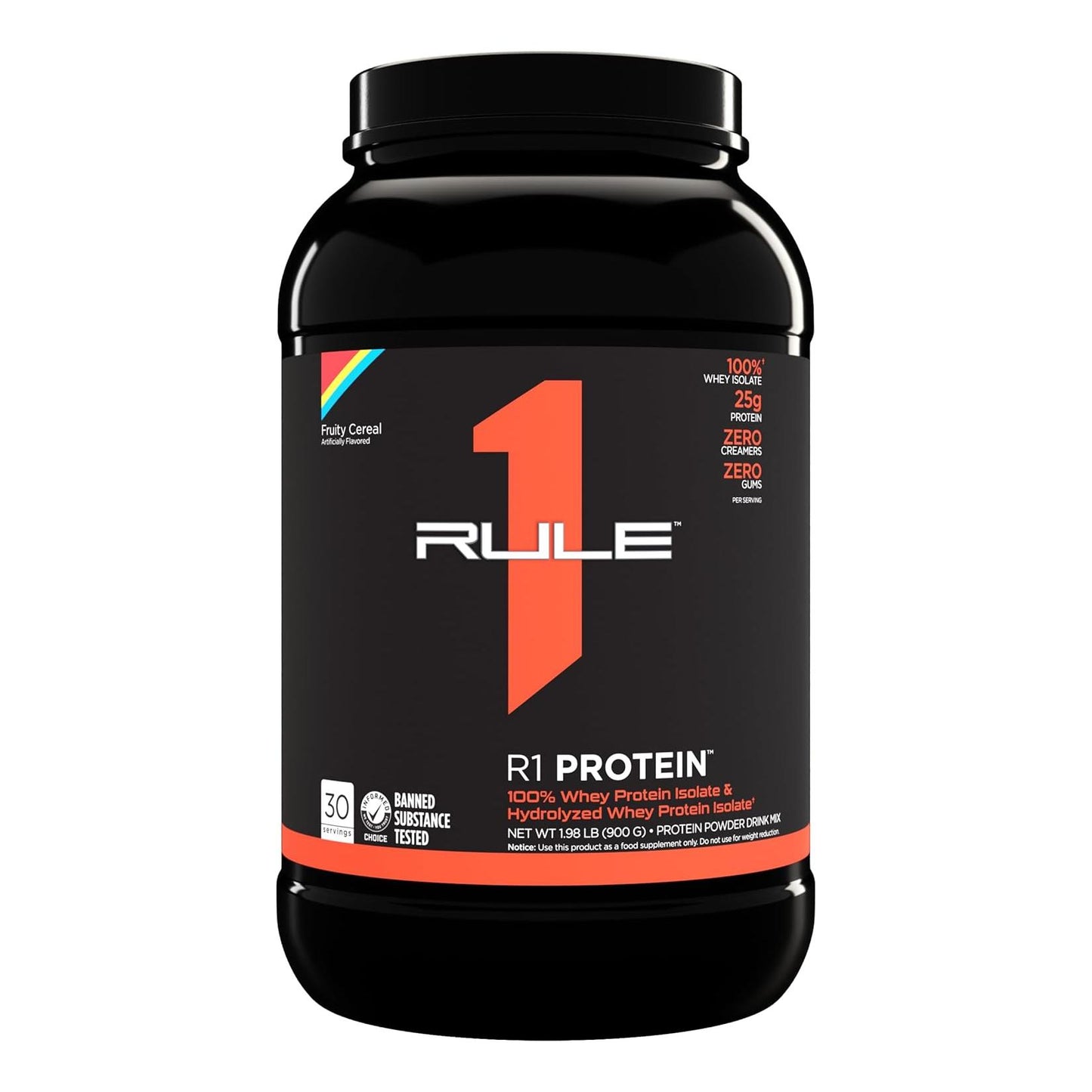 R1 Protein Powder - 25g Fast-Acting, 100% Isolate with 6g BCAAs (2lbs, Fruity Cereal)