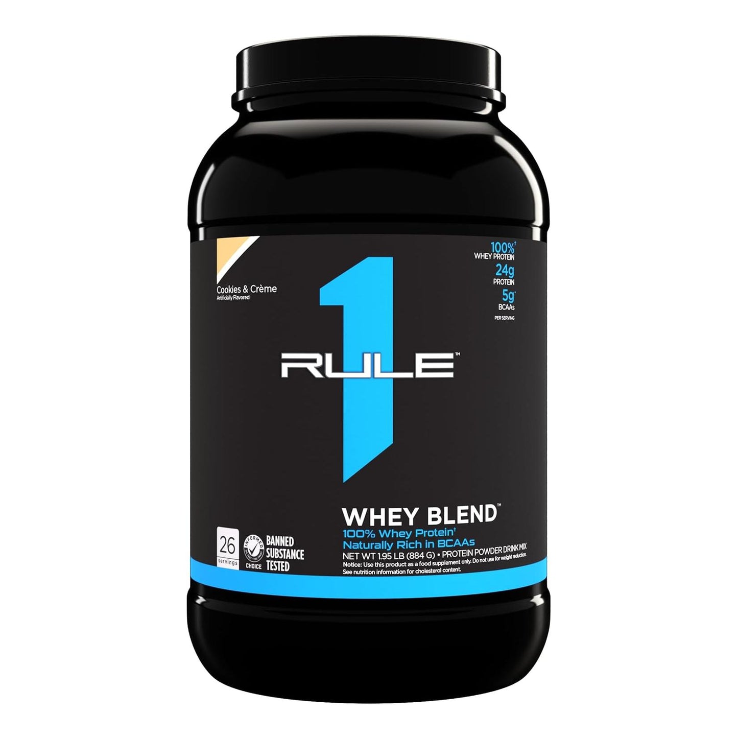 Rule One Proteins Whey Blend, Cookies & Crème, 24g Protein/Serving (2lbs)
