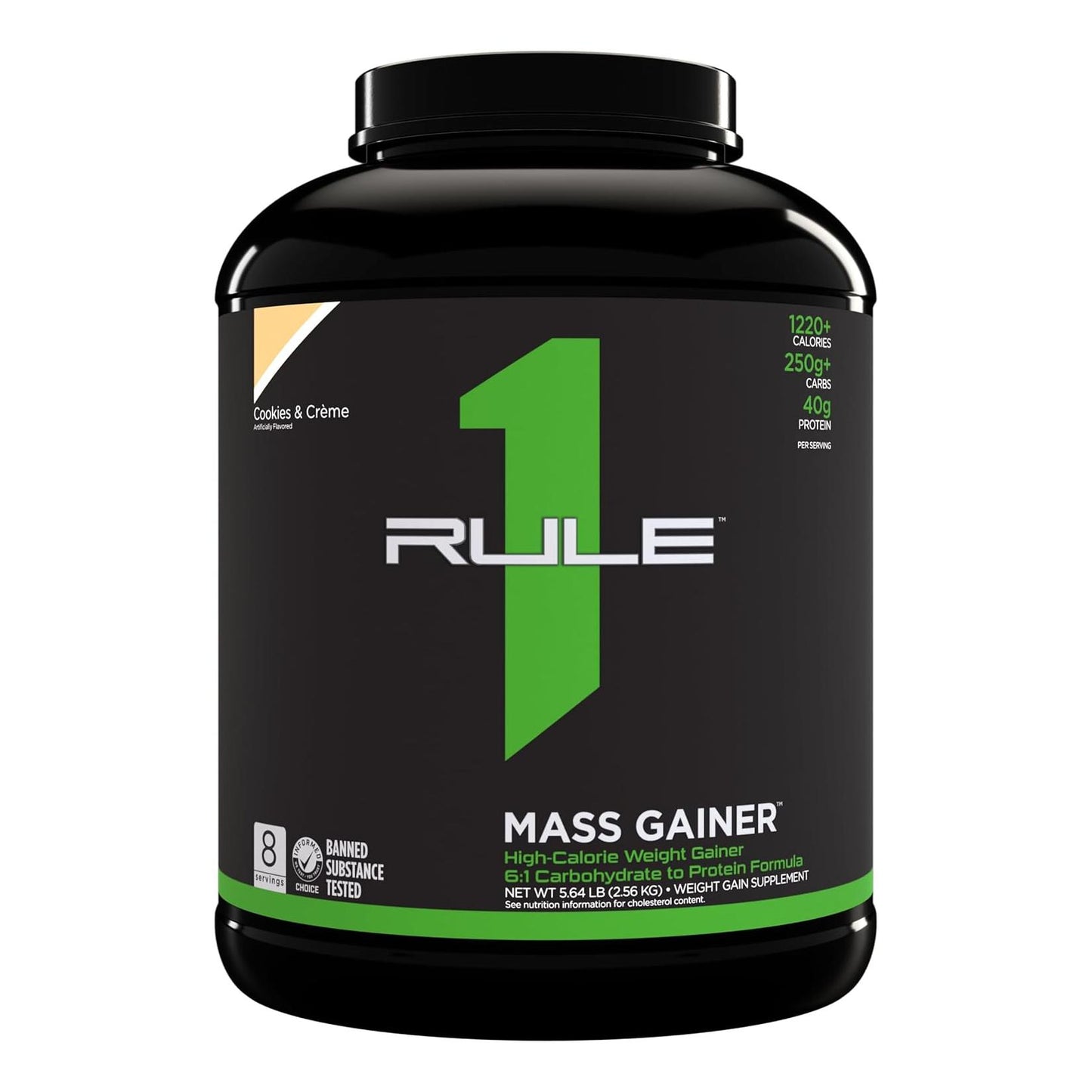 Rule One R1 Mass Gainer - Cookies & Crème, 1220+ Cal, 40g Protein (6 lbs)