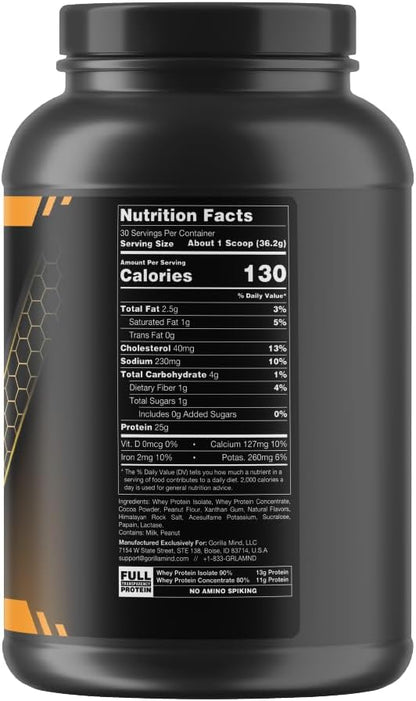 Gorilla Mode Chocolate Peanut Butter Whey Protein (30 Servings, 25g Protein)
