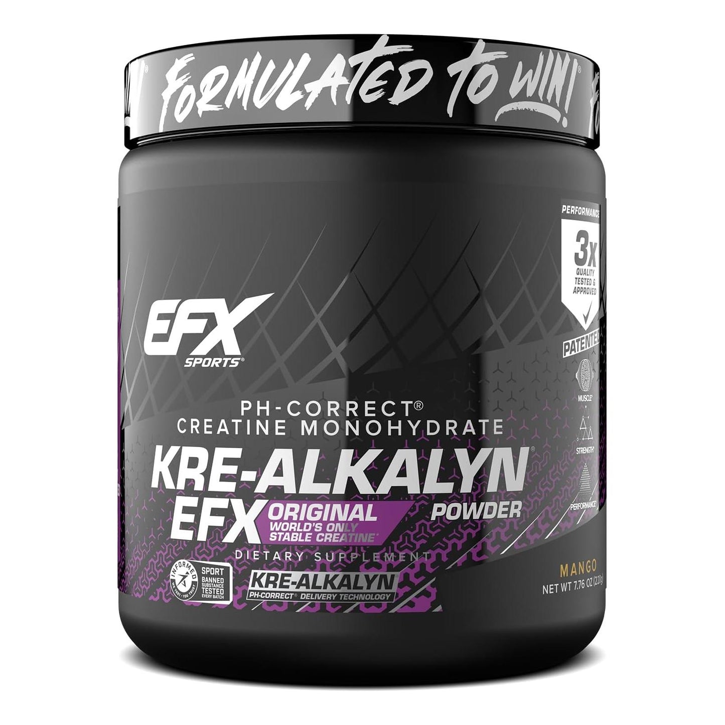 EFX Sports Kre-Alkalyn Creatine Powder for Strength & Performance (Mango, 110 Servings)