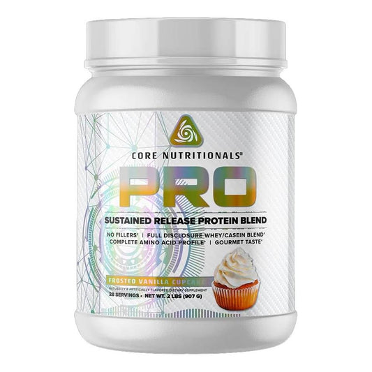 Core Nutritionals Pro Protein Blend with Digestive Enzymes, 25G Protein, 2G Carb (28 Servings, Frosted Vanilla Cupcake)
