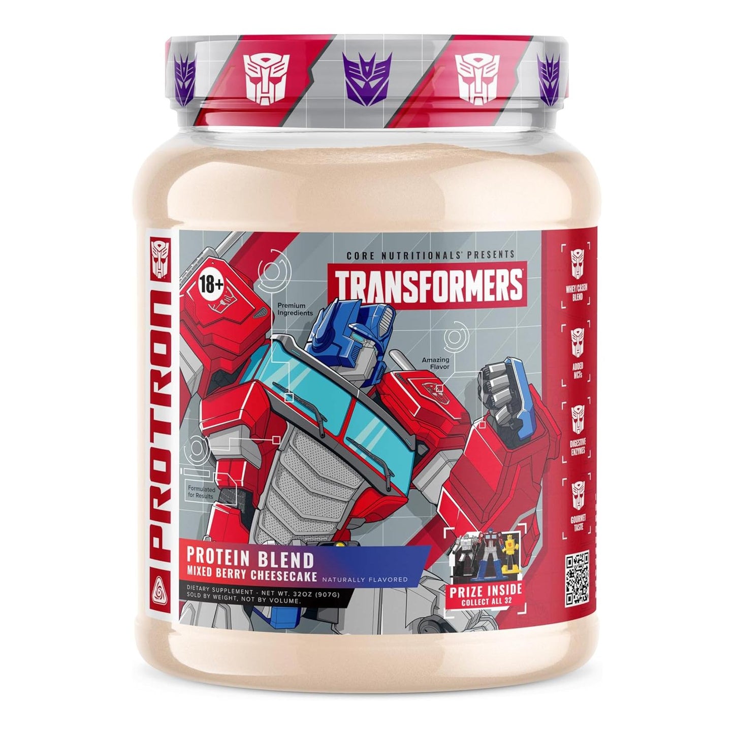 Core Nutritionals Transformers Protron Protein Blend (2lbs, Mixed Berry Cheesecake)