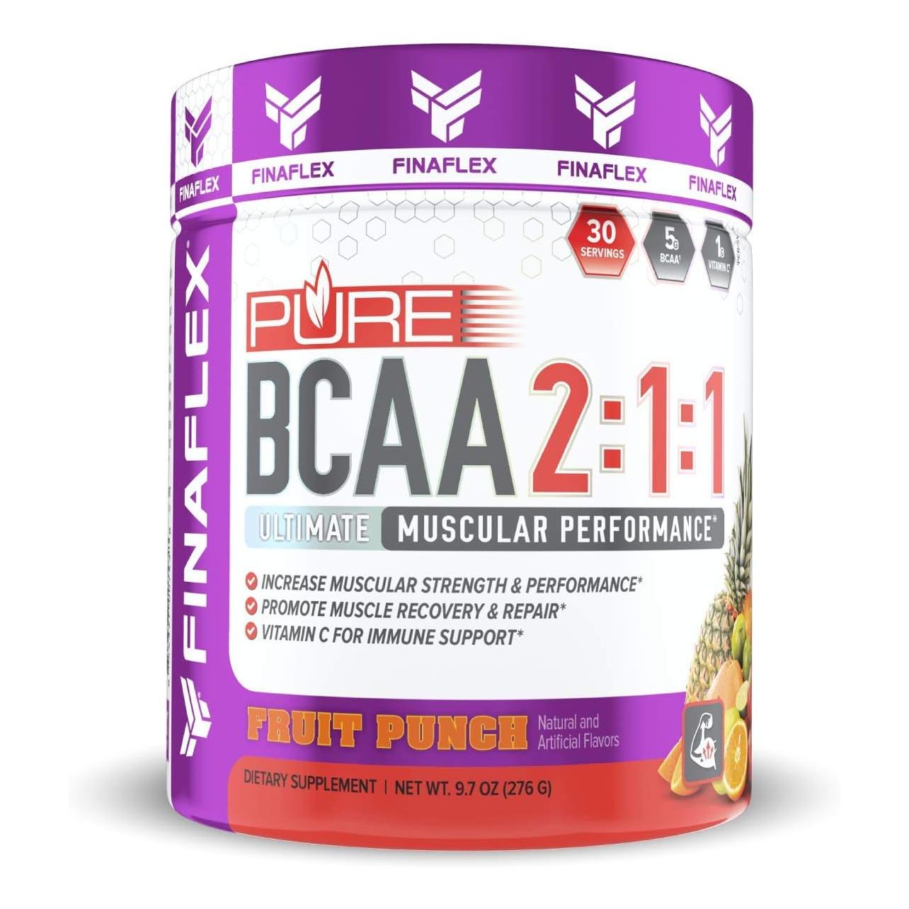 FINAFLEX Pure BCAA 2:1:1 Fruit Punch for Strength & Recovery (9.7 oz, 30 Servings)