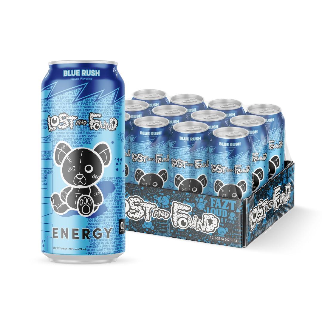 Lost and Found Sugar-Free Energy Drink, 150mg Caffeine, Vegan (12-Pack, 16oz)