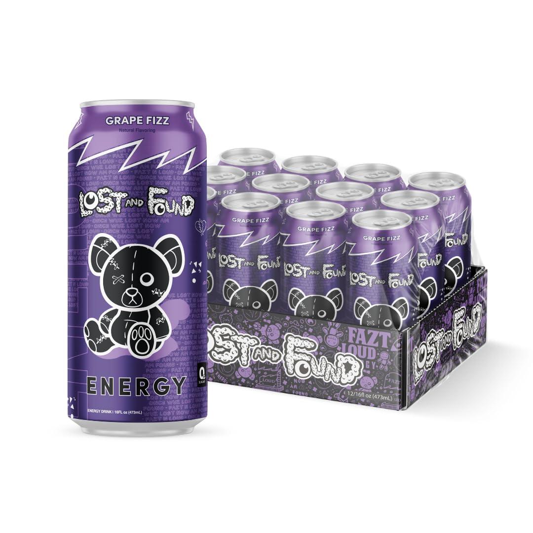 Lost and Found Sugar-Free Energy Drink, 150mg Caffeine, Vegan (12-Pack, 16oz)