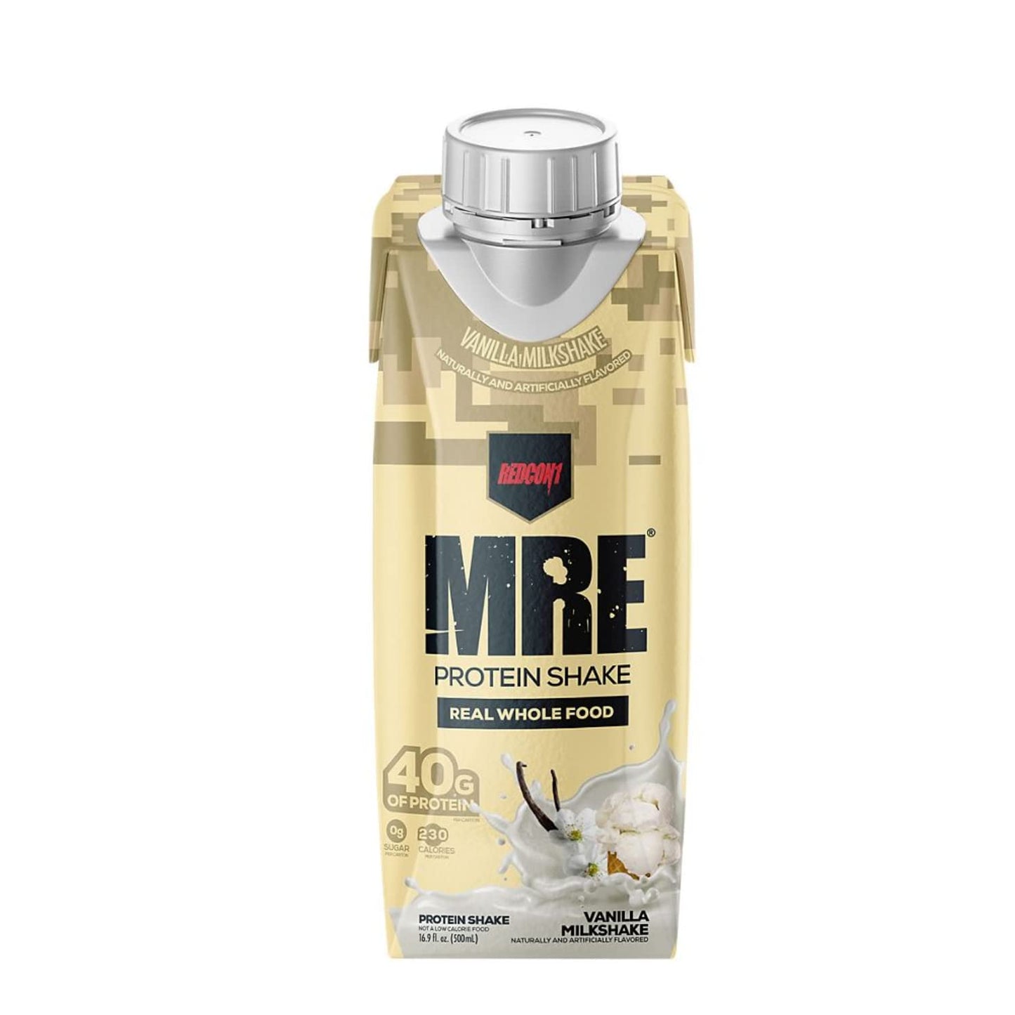 REDCON1 MRE Vanilla Milkshake Protein Shakes - Sugar Free (12 Pack)