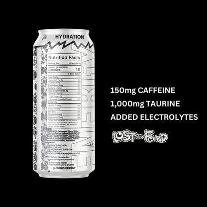 Lost and Found Sugar-Free Energy Drink, 150mg Caffeine, Vegan (12-Pack, 16oz)