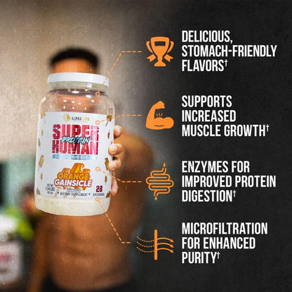 ALPHA LION Superhuman Whey Protein Powder for Muscle Recovery (28 Servings, Orange Gainsicle)