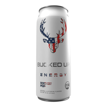 Bucked Up Low Stim Energy Drink, Zero Sugar, Rocket Pop (12 Pack, 100mg Caffeine)