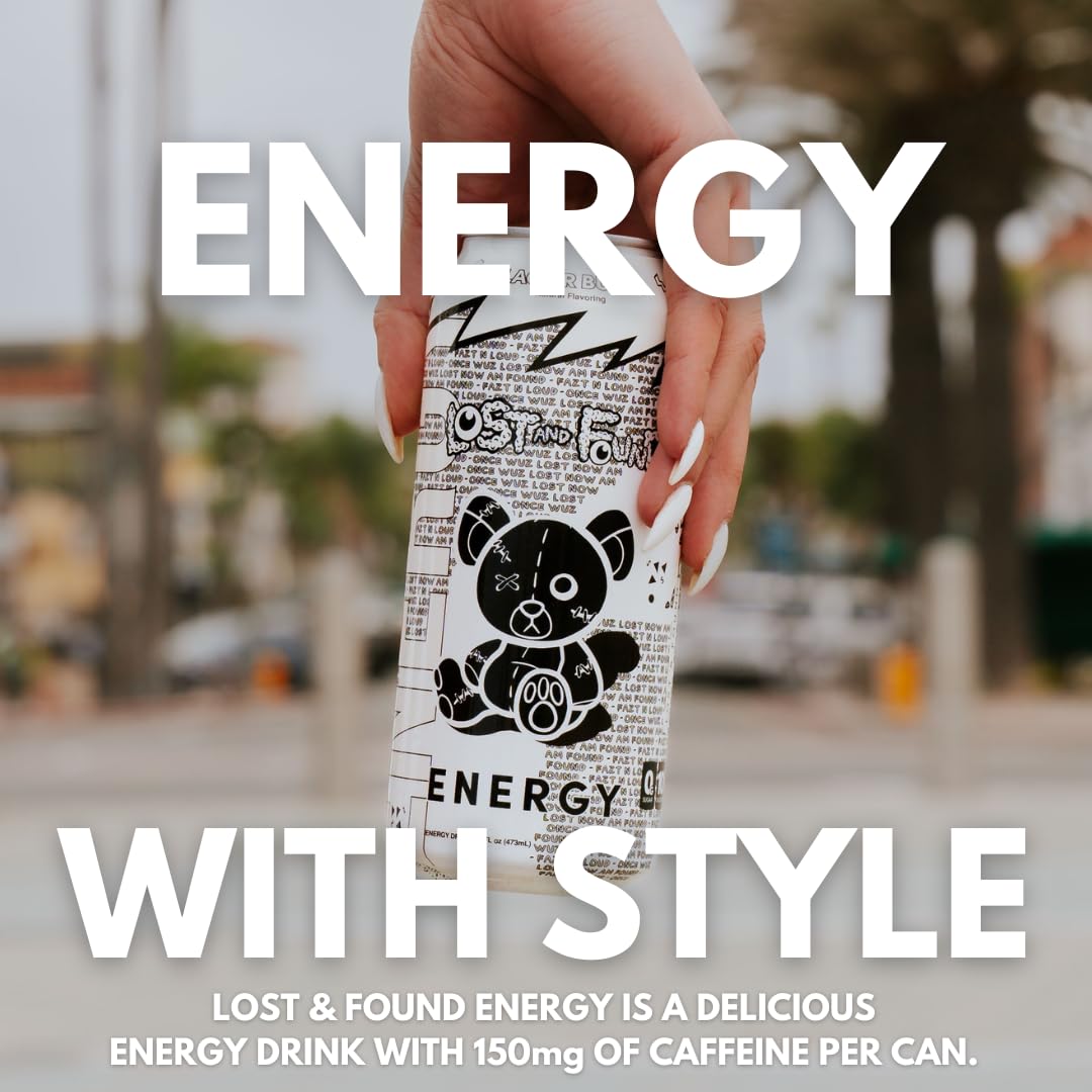 Lost and Found Sugar-Free Energy Drink, 150mg Caffeine, Vegan (12-Pack, 16oz)