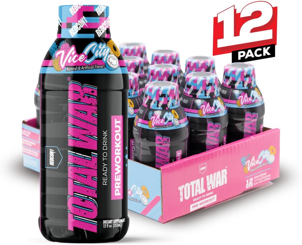 REDCON1 Total War Preworkout RTD, Vice City - 350mg Caffeine (12 Servings)