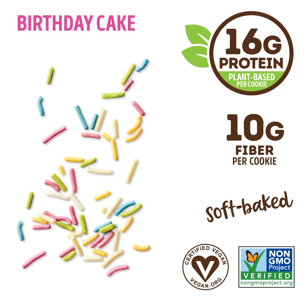 Lenny & Larry's Birthday Cake Complete Cookie, Vegan, 16g Protein (12 Pack)
