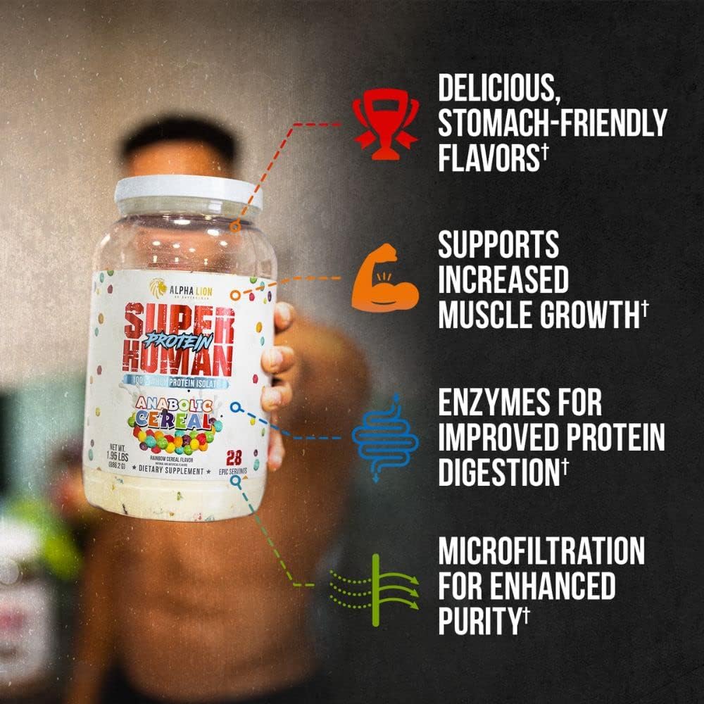 ALPHA LION Superhuman Whey Protein Powder for Muscle Recovery & Growth (28 Servings, Anabolic Cereal)