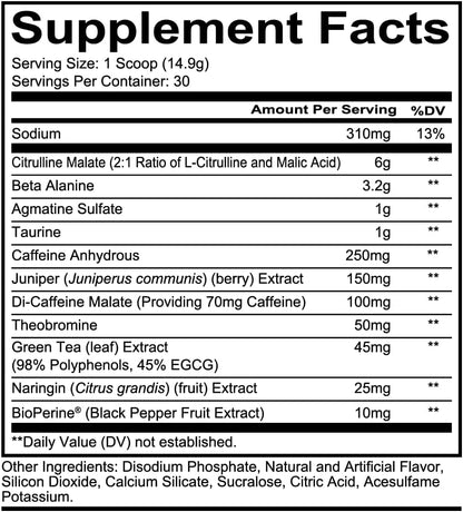 REDCON1 Total War Pre Workout, Blue Raspberry - 320mg Caffeine (30 Servings)