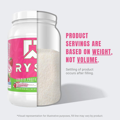 Ryse Loaded Protein Powder, 25g Whey, Prebiotics & MCTs (Strawberry, 27 Servings)