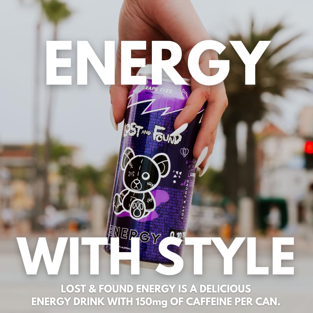 Lost and Found Sugar-Free Energy Drink, 150mg Caffeine, Vegan (12-Pack, 16oz)