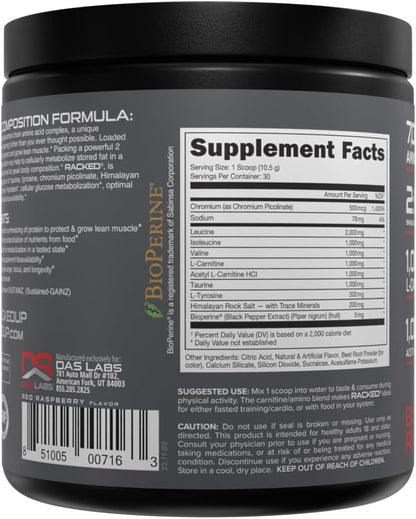 Bucked Up RACKED™ BCAAs with L-Carnitine for Post-Workout Recovery (30 Servings, Blood Raz)