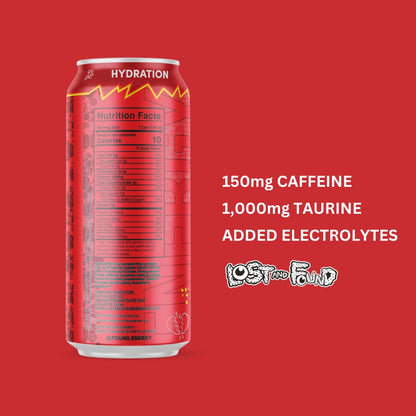 Lost and Found Sugar-Free Energy Drink, 150mg Caffeine, Vegan (12-Pack, 16oz)