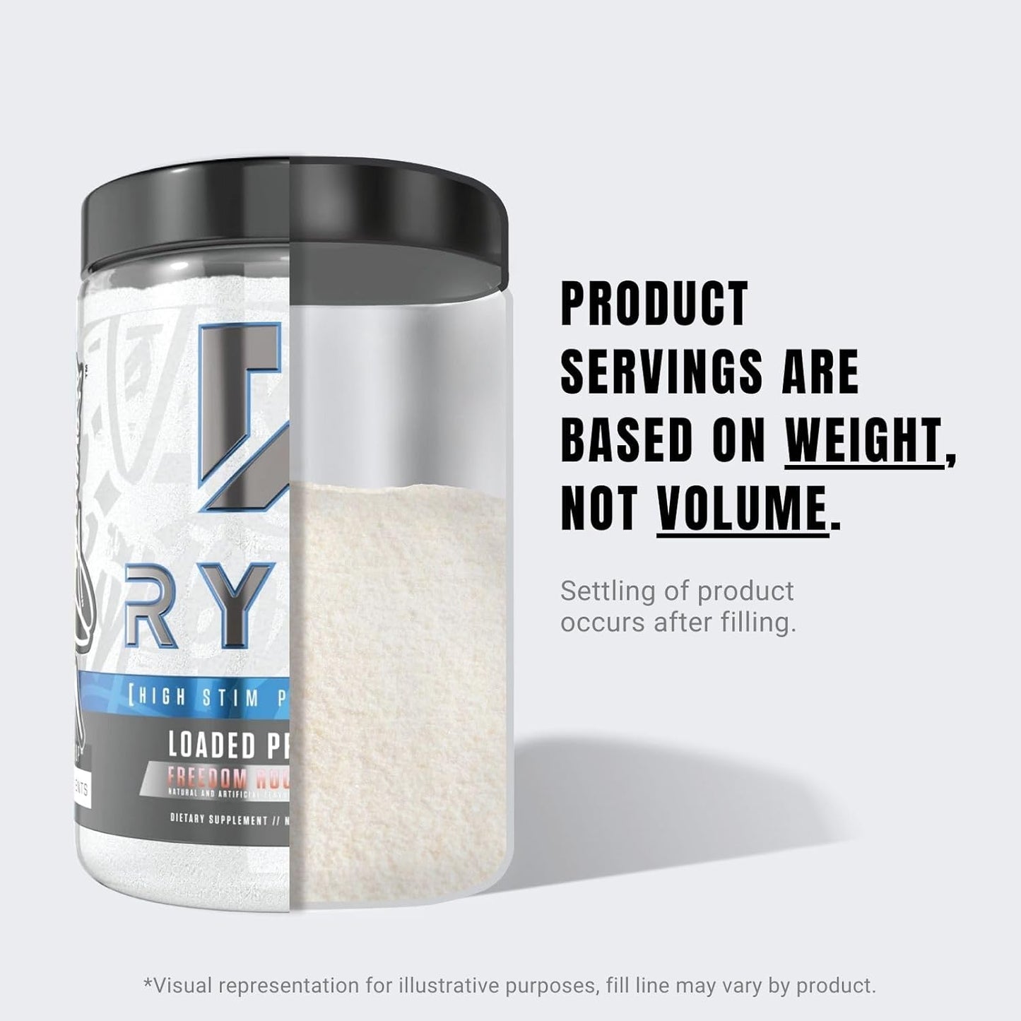 Ryse Loaded Pre Workout - Pumps, Energy, Focus (30 Servings, Freedom Rocks)