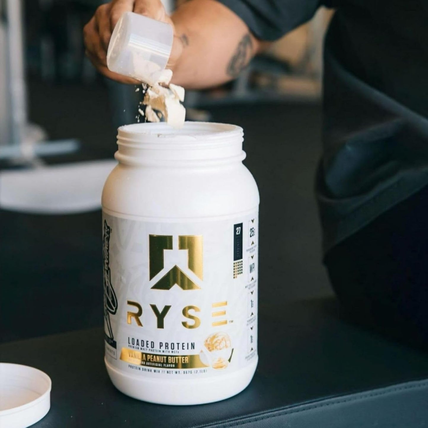 Ryse Loaded Protein Powder with Prebiotic Fiber & MCTs, Low Carb & Sugar - Vanilla Peanut Butter (27 Servings)