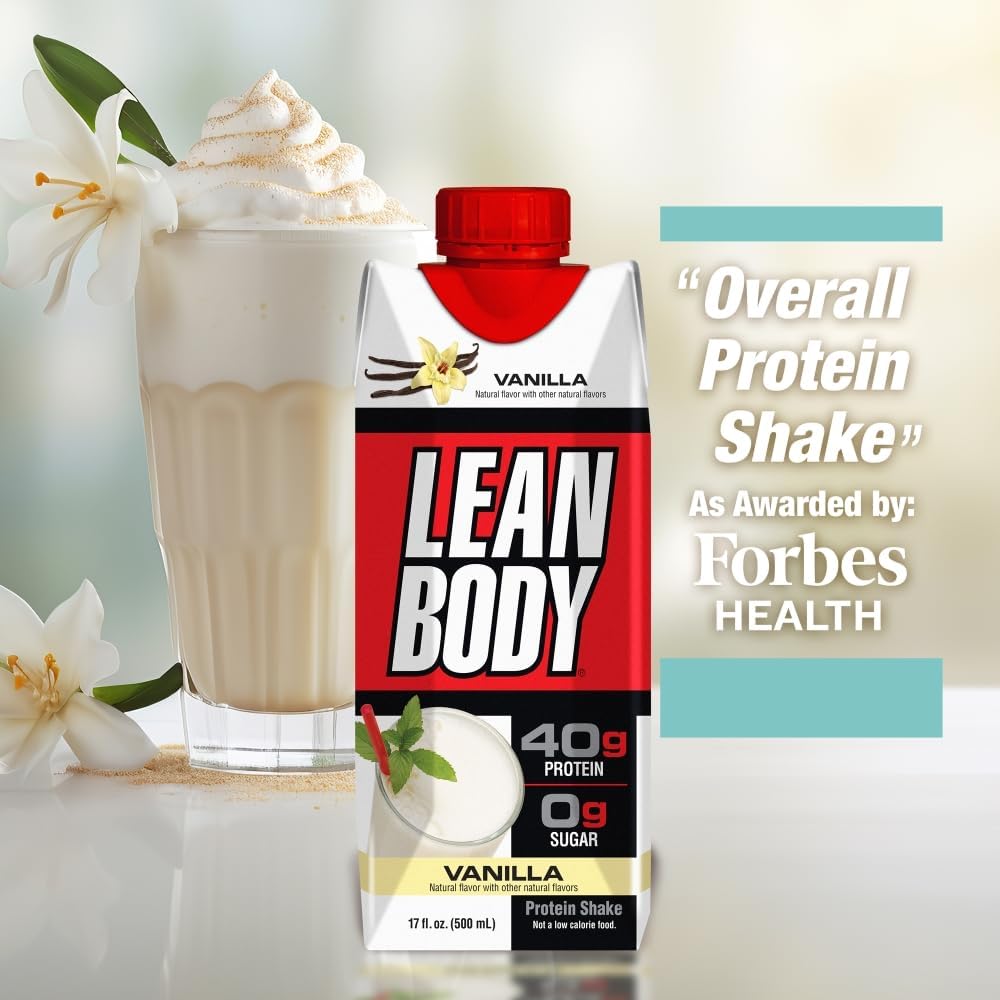 LABRADA Lean Body Vanilla Protein Shake, 0 Sugar, Gluten Free (17 Fl Oz, Pack of 12)