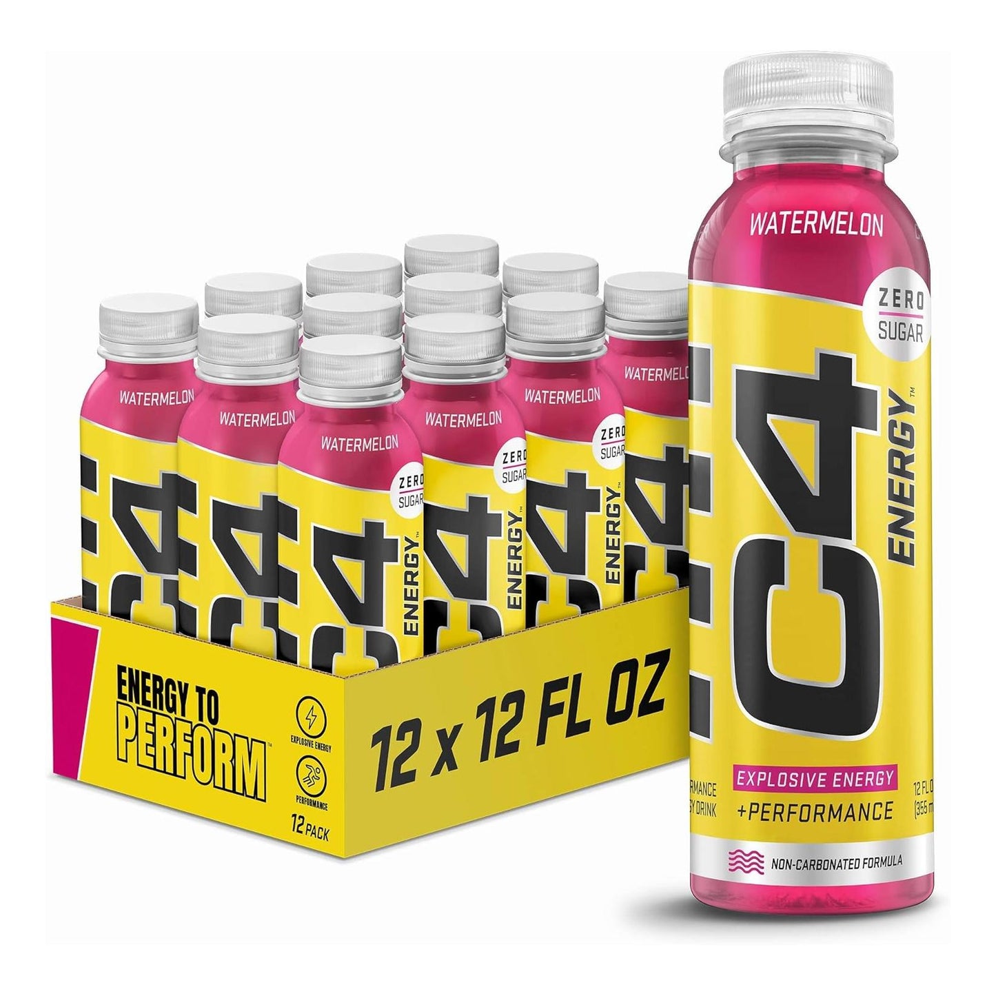 Cellucor C4 Energy Drink, Zero Sugar, Watermelon with Beta Alanine (12 Fl Oz, Pack of 12)
