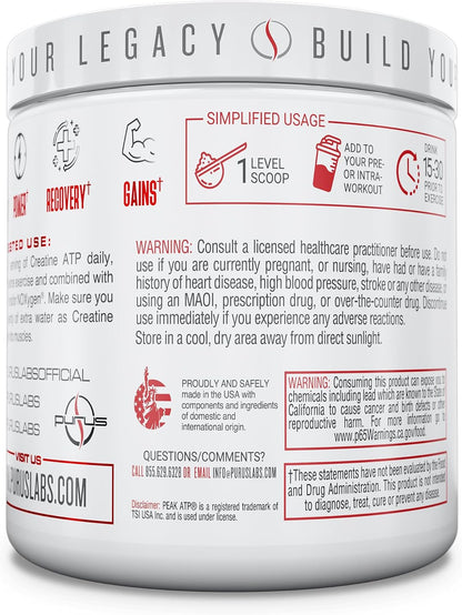Purus Labs Creatine ATP, Peak ATP + Creatine Monohydrate (30 Servings)