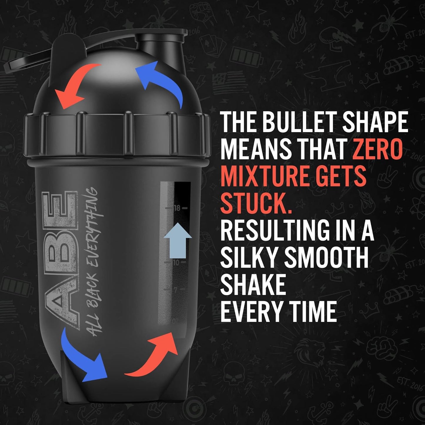 Applied Nutrition ABE Bullet Protein Shaker, BPA Free, Easy Clean (500ml, Black)