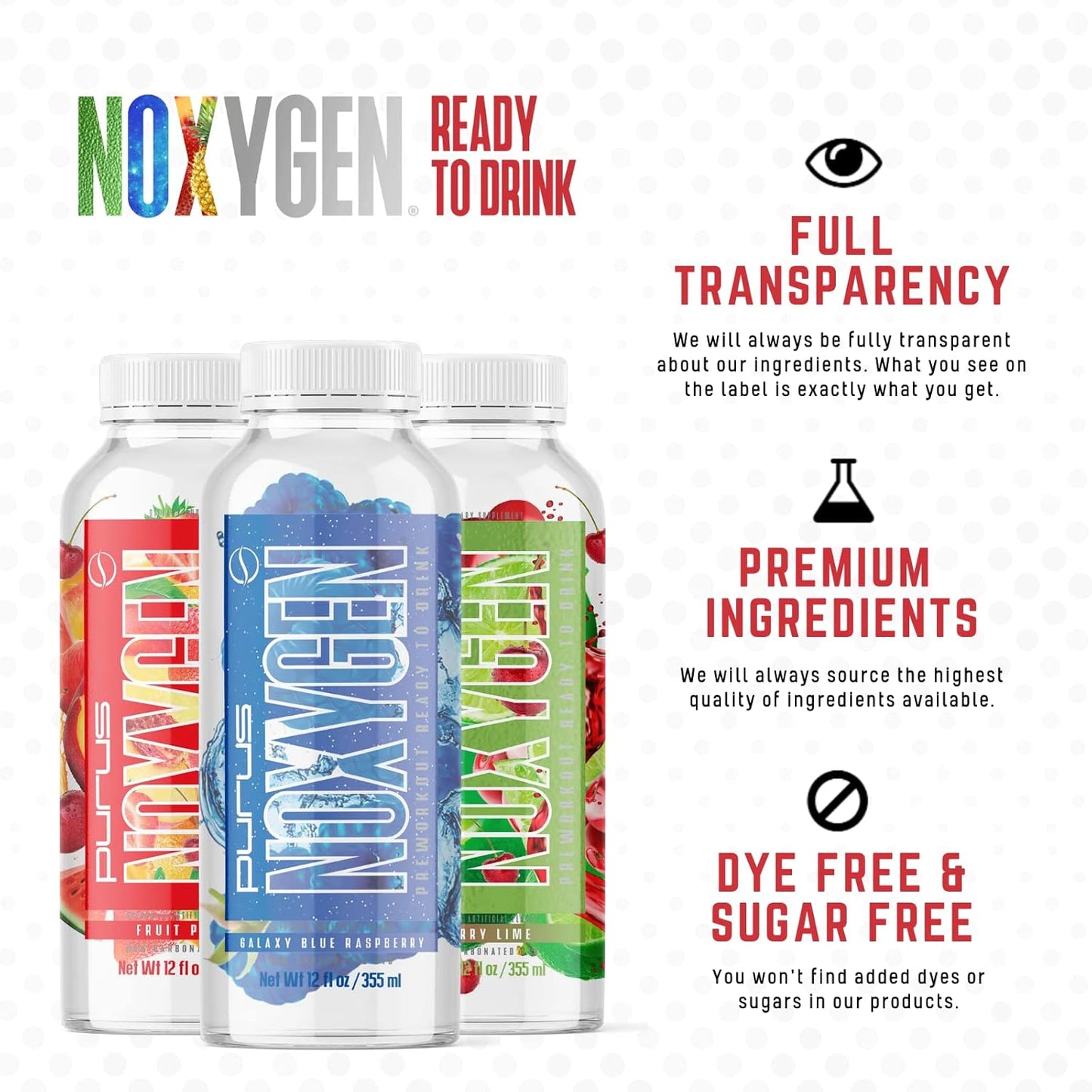 Purus Labs NOXygen RTD Pre-Workout, Pump & Energy, 12-Pack (Galaxy Blue Raspberry)