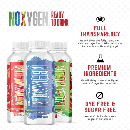 Purus Labs NOXygen RTD Pre-Workout, Pump & Energy, 12-Pack (Galaxy Blue Raspberry)