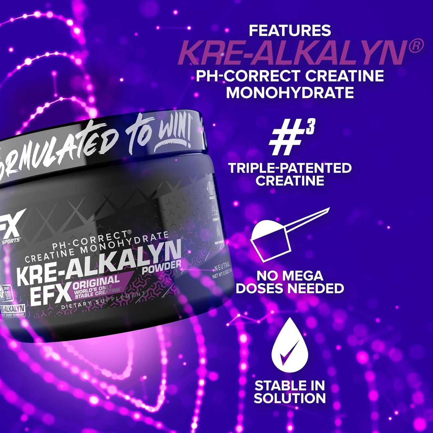 EFX Kre-Alkalyn Creatine Powder for Strength & Muscle Growth (66 Servings)