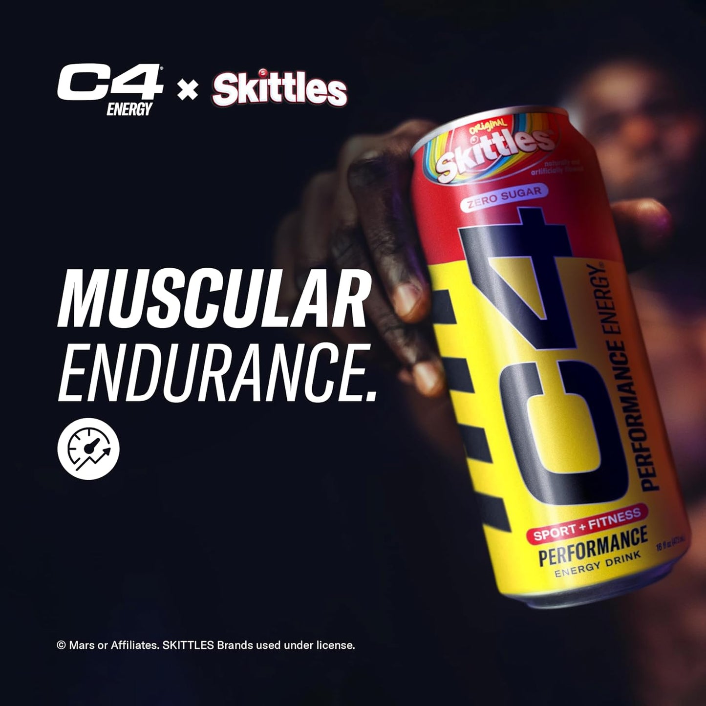 Cellucor C4 Skittles Flavor Energy Drink, Zero Sugar, Preworkout (16 Fl Oz, 12 Pack)