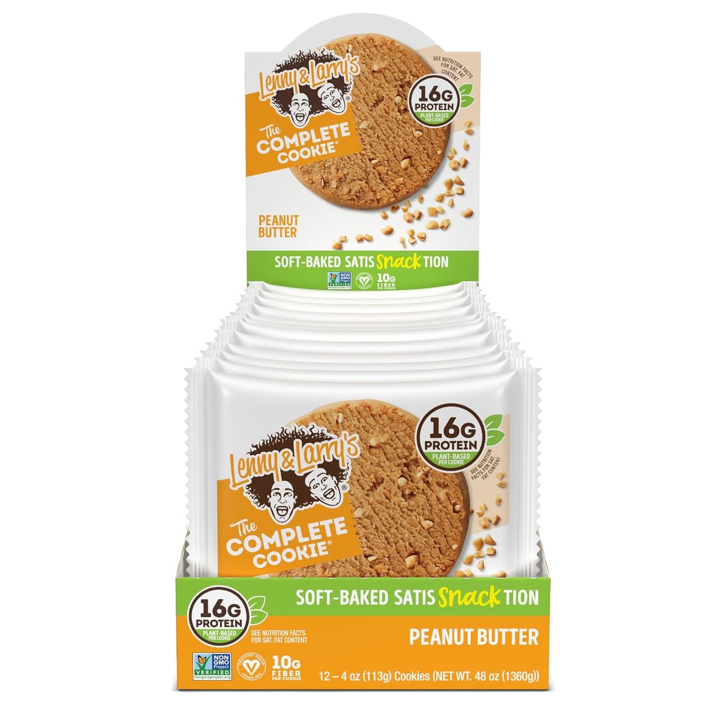Lenny & Larry's Peanut Butter Complete Cookie, Vegan, 16g Protein (12 Pack)