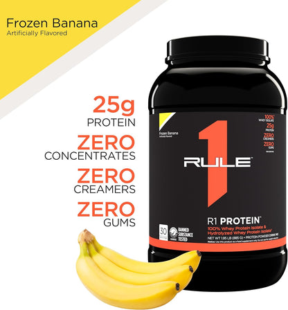 Rule One R1 100% Isolate & Hydrolysate Protein, 6g BCAAs (5lb, Frozen Banana)