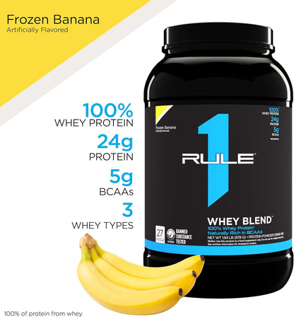 Rule One Proteins Whey Blend, Frozen Banana, 24g Protein with EAAs & BCAAs (2lbs)