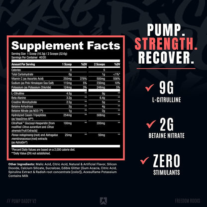 RYSE Pump Daddy V2 Non-Stim Pre Workout, Citrulline & Creatine (40 Servings)