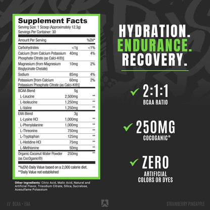RYSE Up Core Series BCAA+EAA for Recovery & Hydration (30 Servings, Strawberry Pineapple)