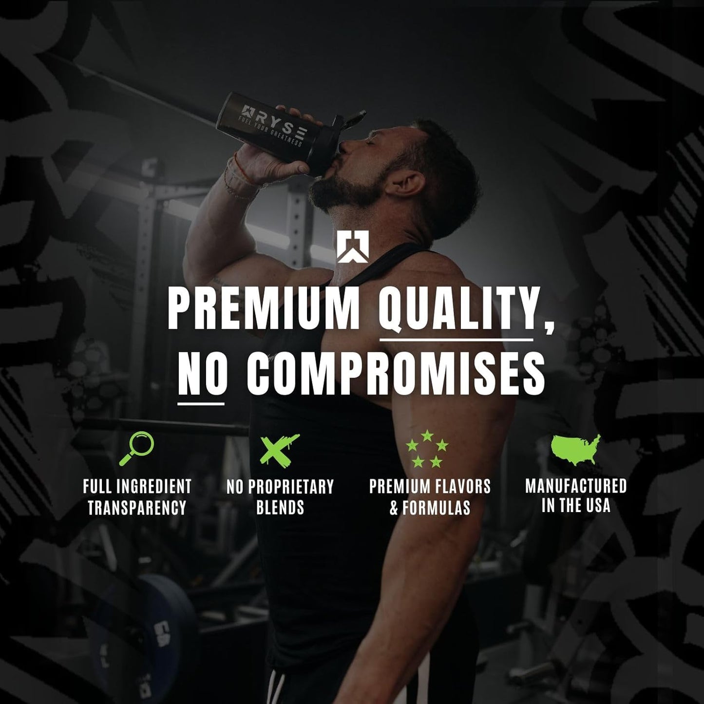 Ryse Pre-Workout Powder for Men & Women with Pumps, Energy, Focus (30 Servings, Sour Punch Green Apple)